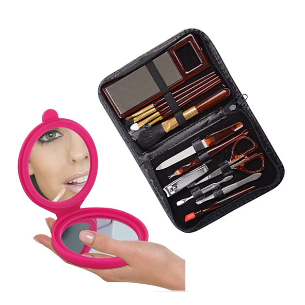 kit de manucure/maquillage + 1 Miroir Double Face Grossissant