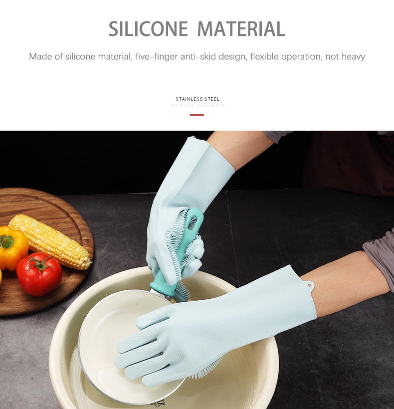 1 paire de gants de nettoyage multi-fonction en silicone Gants magiques lave vaisselle et ménage