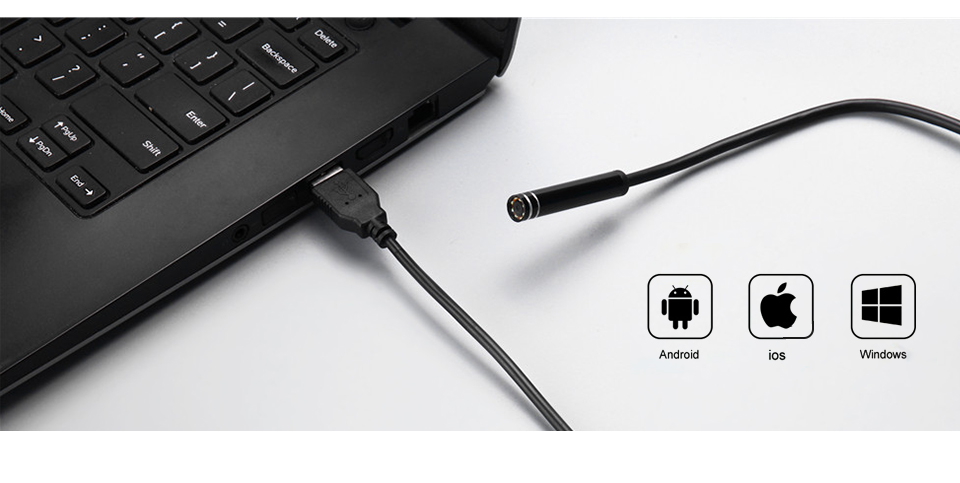 Camera wifi endoscope souple d'inspection 8mm/1M Câble USB de caméra endoscope IOS Android