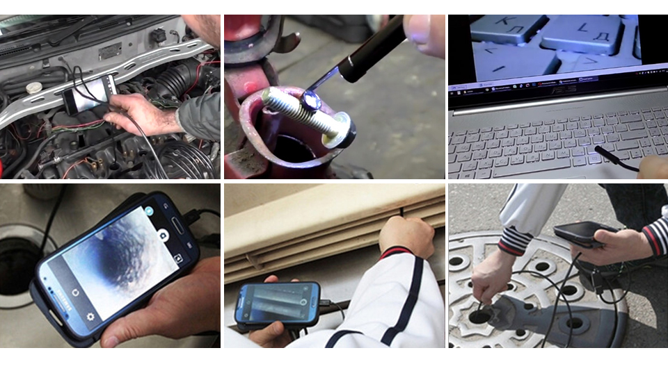 Camera wifi endoscope souple d'inspection 8mm/1M Câble USB de caméra endoscope IOS Android