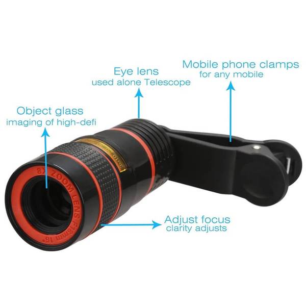Sans frontières universel 8X 12X Zoom optique téléphone télescope Portable téléphone Portable téléobjectif caméra objectif pour Iphone HUAWEI XaioMi