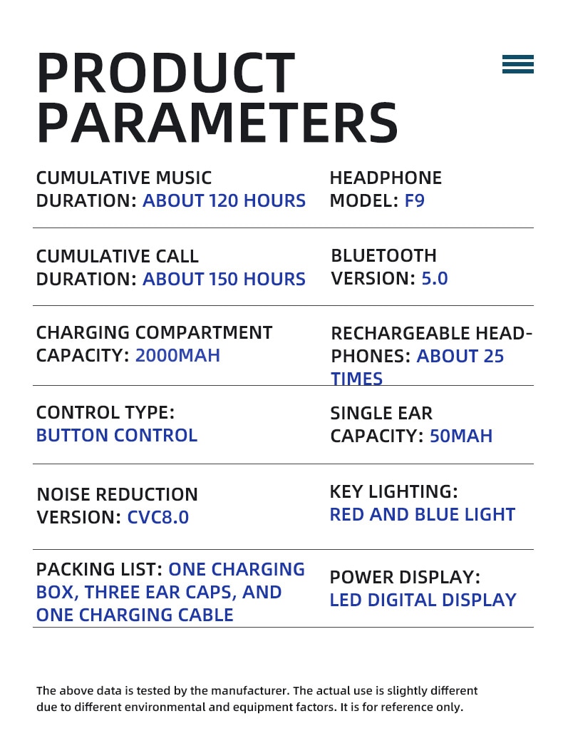 Écouteurs Bluetooth TWS LED Sans fil à empreinte digitale
