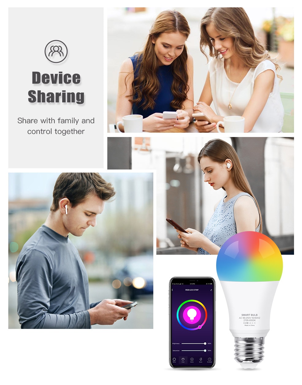 Ampoule LED RGB intelligente WiFi - Amazon Alexa et Google assistant