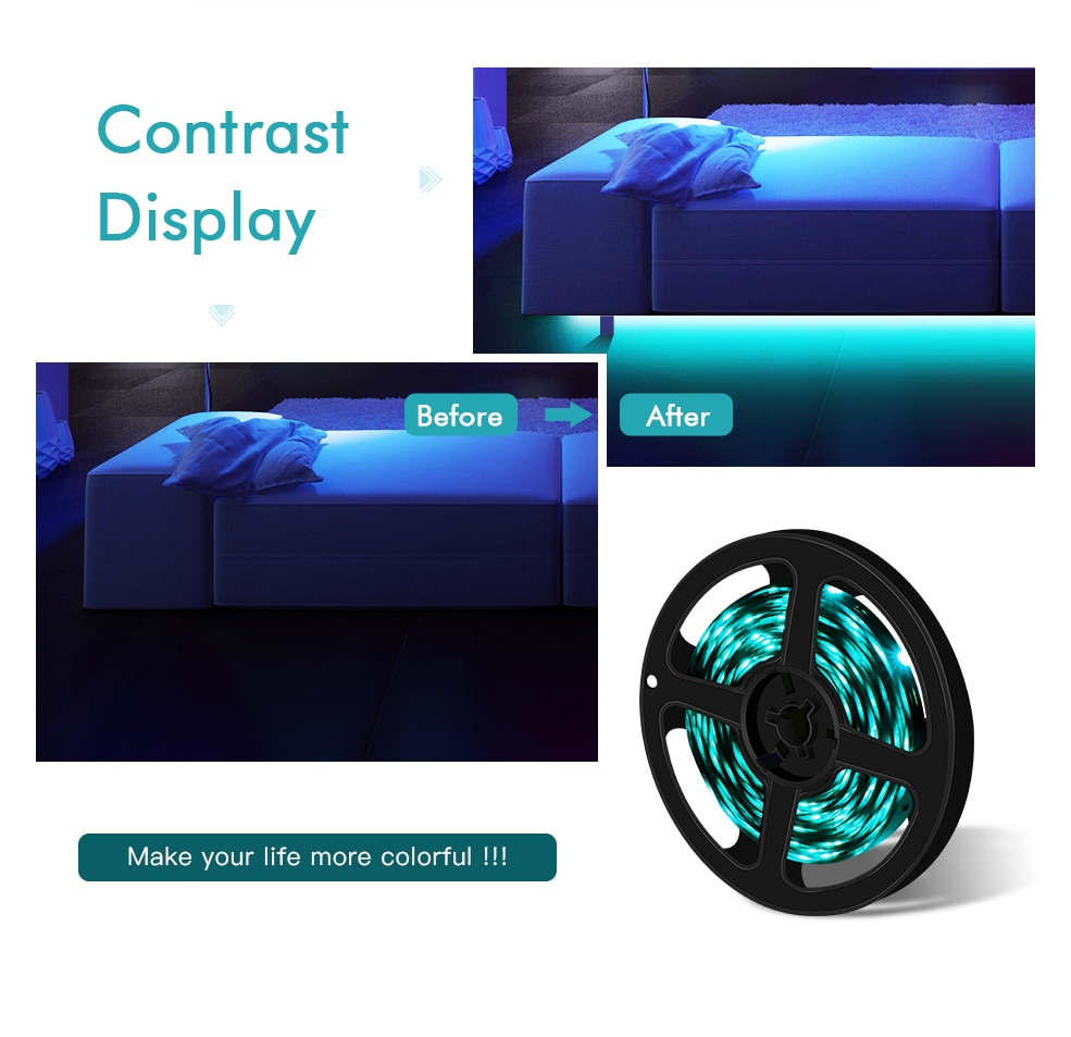 Bande lumineuse LED WiFi 5050 RGB avec adaptateur - Amazon Alexa / Google Home