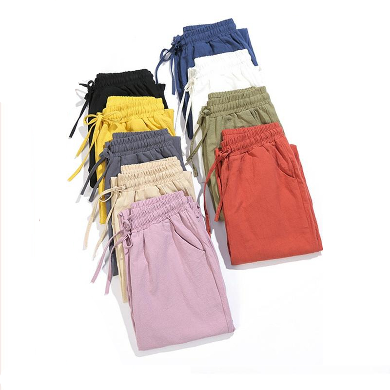 femme pantalon sarouel, sept couleurs femme taille élastique pantalon à lacets décontracté pantalon femme