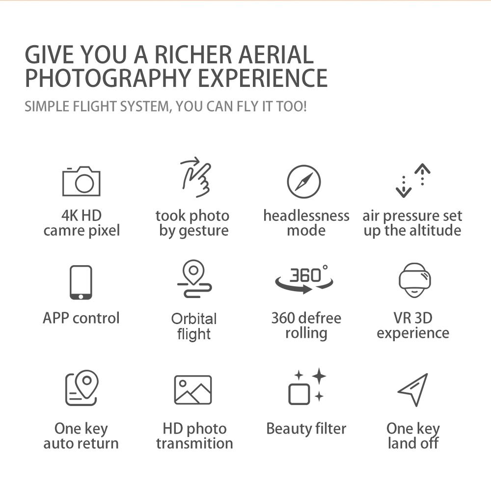 Mini Drone 4K 1080P HD WiFi Pliable quadrirotor Maintien d'altitude