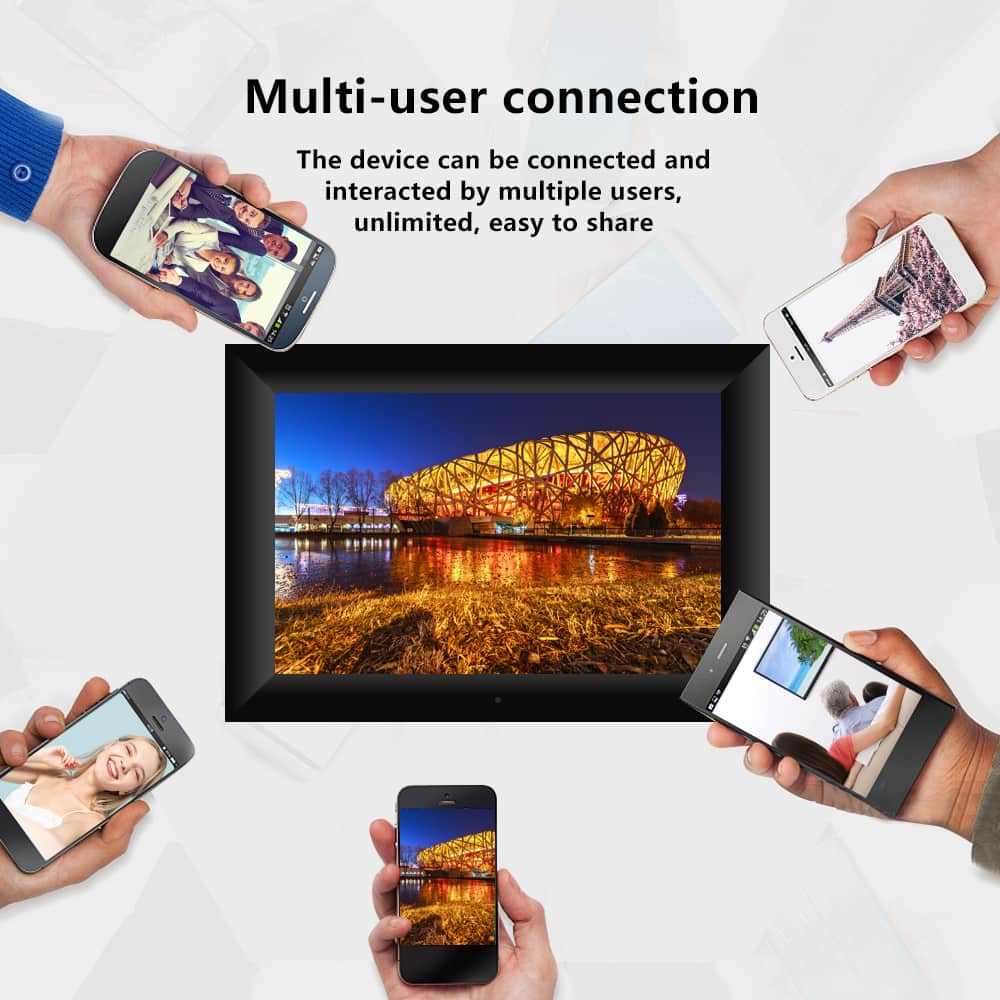Cadre Photo numérique connecté tactile Envoyer photos et vidéos de partout sur votre cadre photo