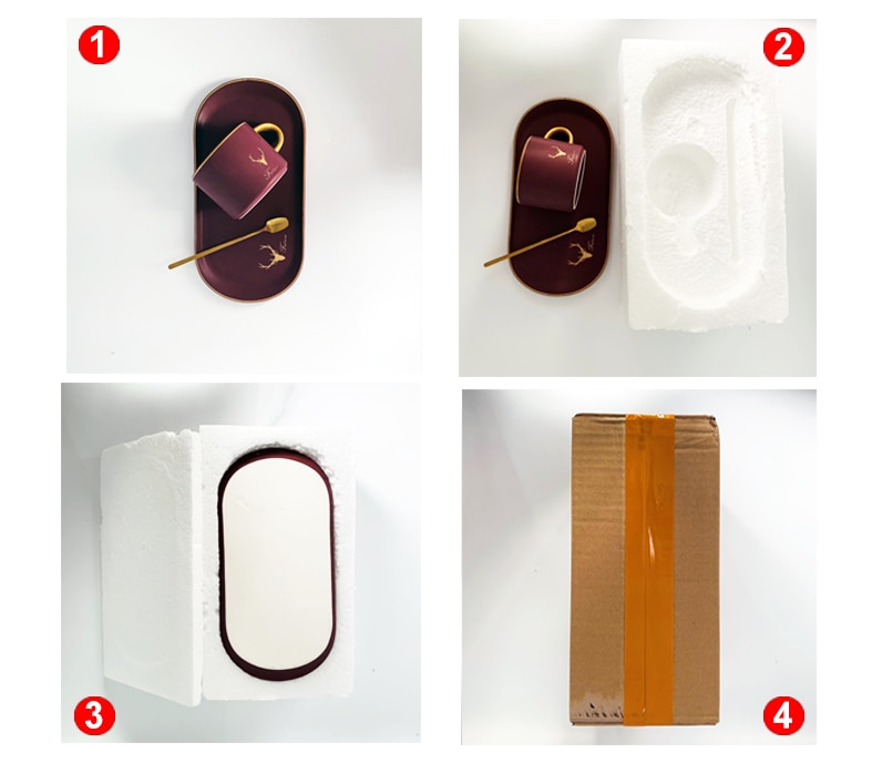 Tasse à café luxueuse avec soucoupe et cuillère