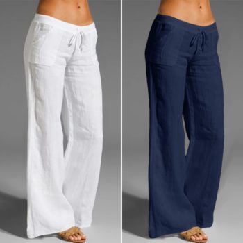 Pantalon jambe large Taille haute Décontracté parmi les 8 pantalons d'été à la mode pour les femmes